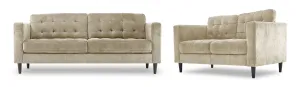 Anthena Sofa and Loveseat Set - Taupe