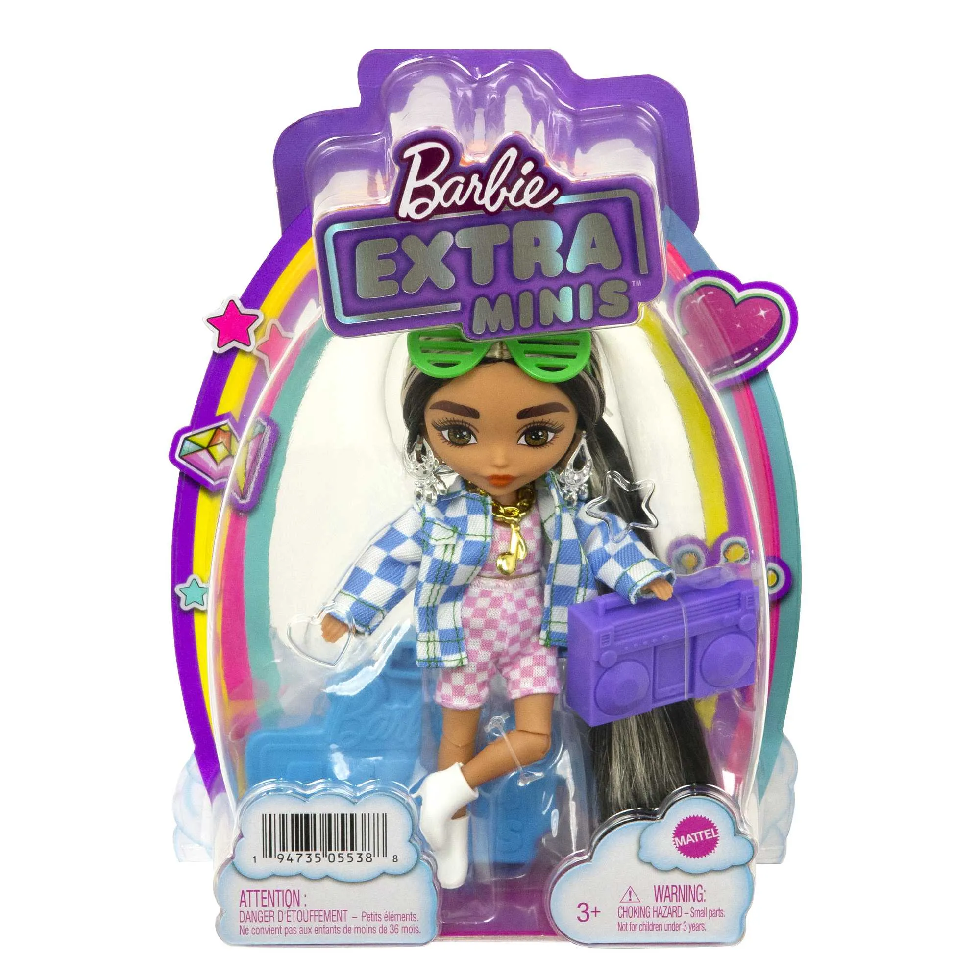 Barbie Extra Minis Boneca Jaqueta jeans xadrez