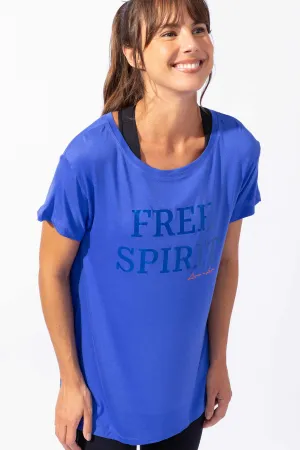 Blusa Alongada com Fenda Azul Free Spirit