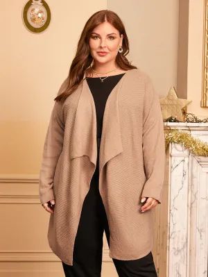 Cardigan Gola Cascata Assimétrico Plus Size