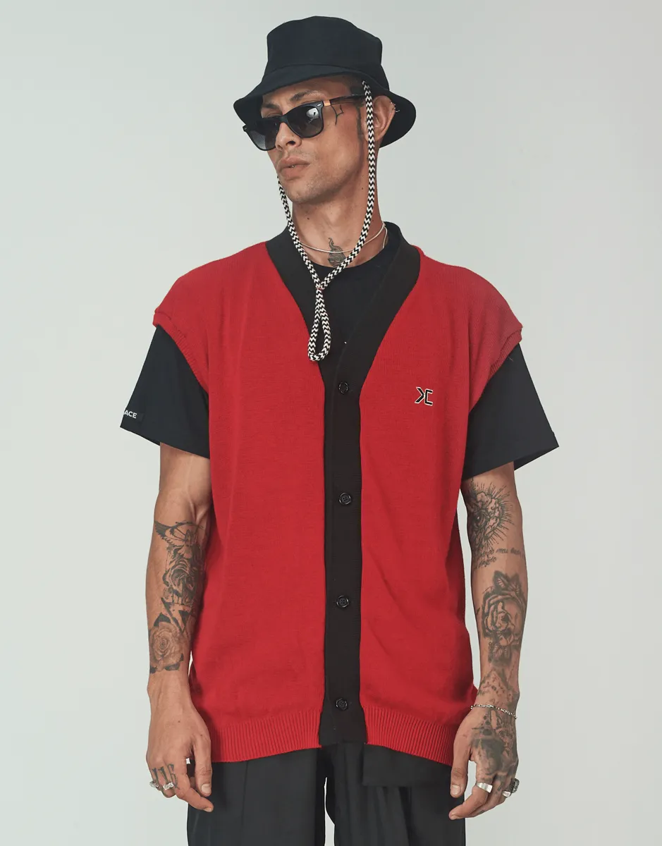 Cardigan Tricot Logo Vermelho Kace