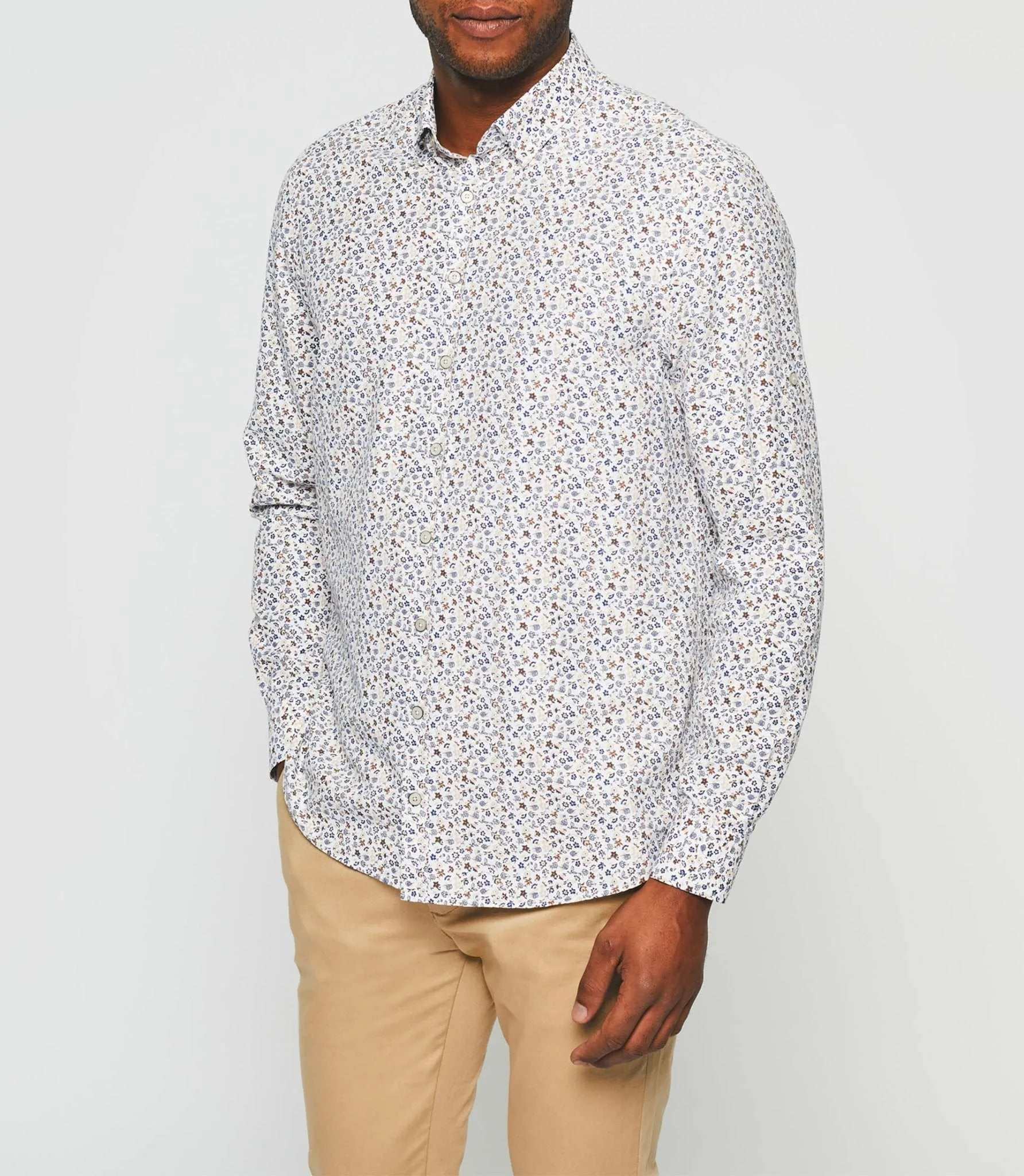 Chemise casual blanche à imprimé camel "Karly"