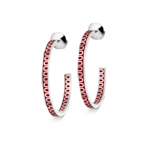 L'Arc de DAVIDOR Creole Earring MM, 18k White Gold with Lacquered Ceramic