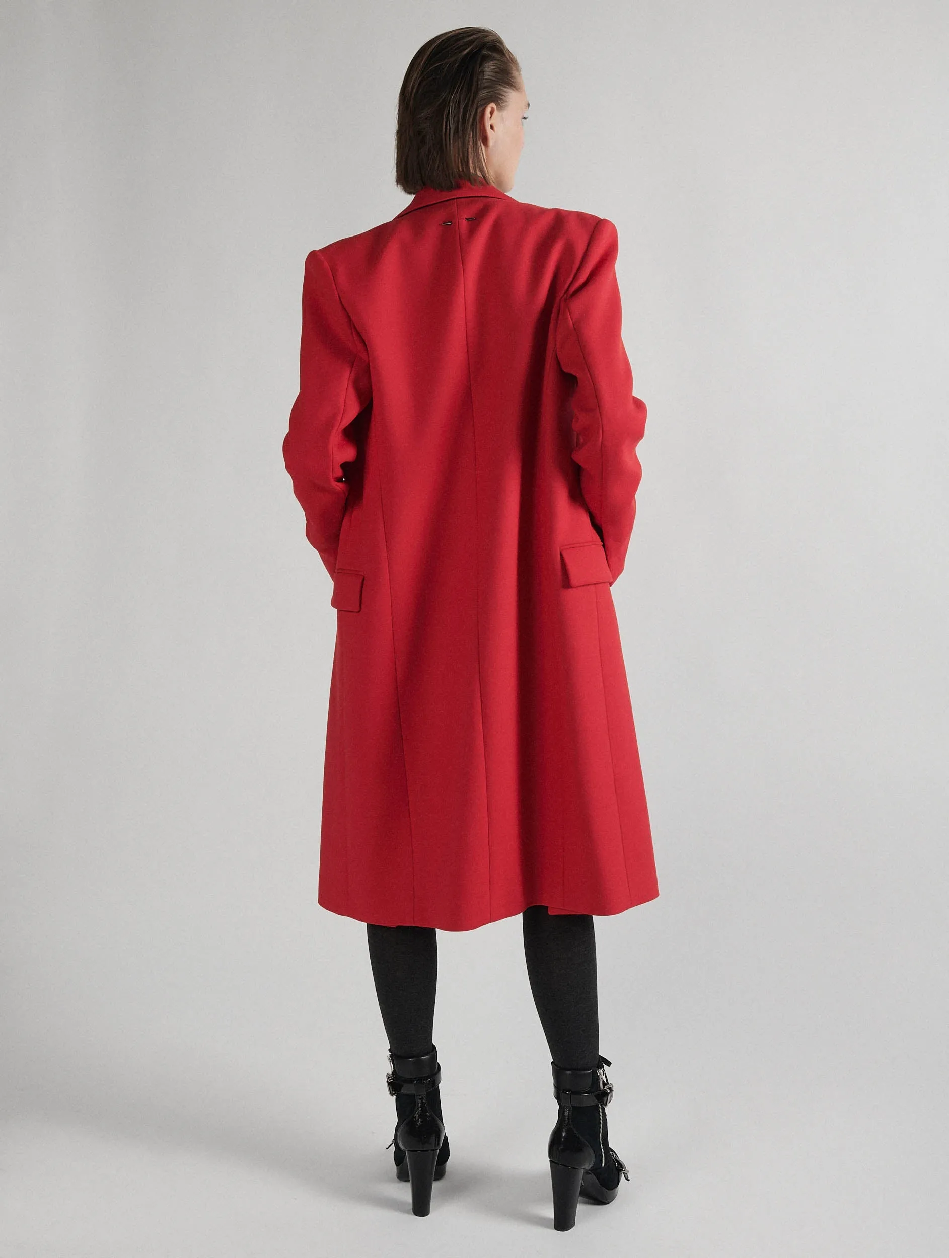 Manteau pardessus en gabardine double rouge