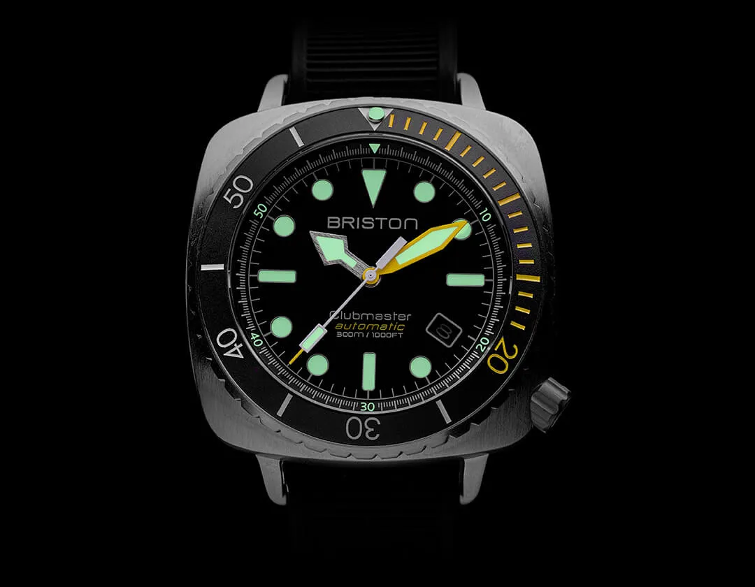 MONTRE BRISTON - CLUBMASTER DIVER PRO ACIER – JAUNE