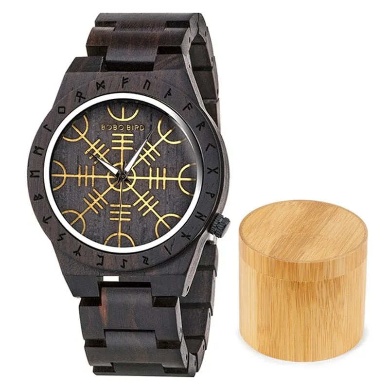 Montre en bois foncé Aegishjalmur - Odin's Hall