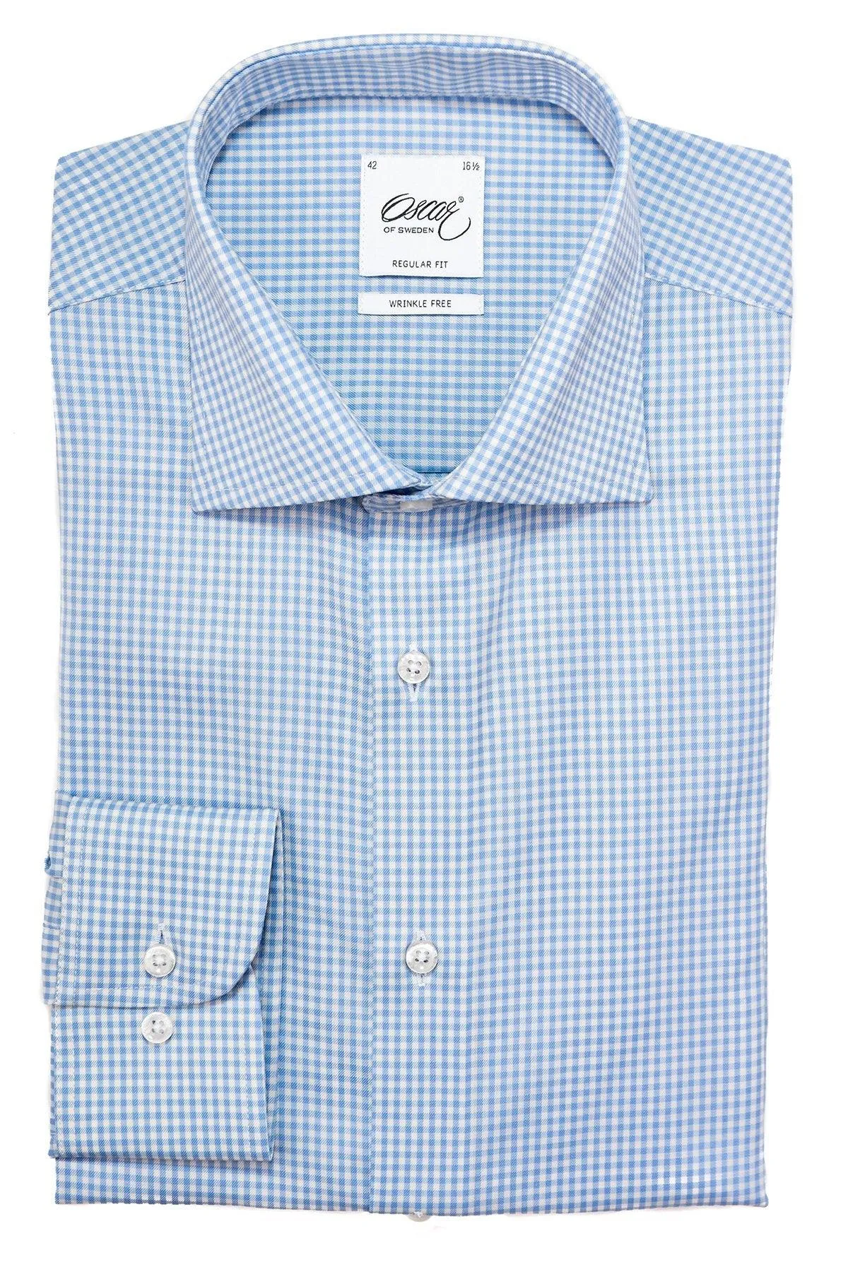 OSCAR OF SWEDEN - Chemise de laine mérinos - Bleu pâle - Regular Fit