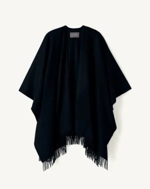 Poncho tissé à franges