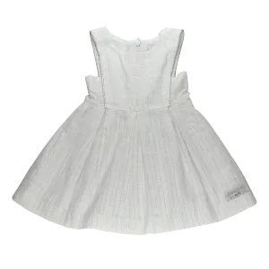 Vestido Pregas Lurex Prata Branco